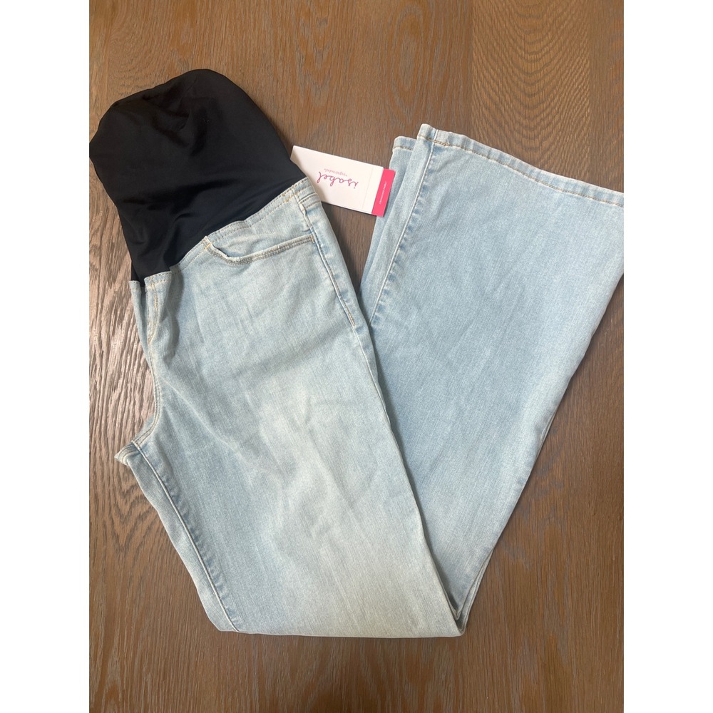 Isabel Maternity by Ingrid & Isabel Flare Jeans Light Wash Crossover Panel 10